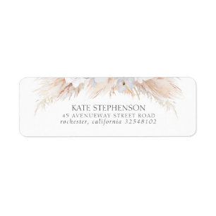 Vattenskärda Lush Pampas Grass White Orchids Returadress Etikett