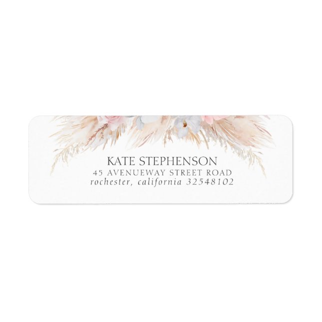 Vattenskärda Lush Pampas Grass White Orchids Returadress Etikett (Framsidan)