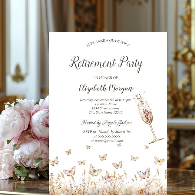 Vattenskärda Meadow Butterflies Glass Pension Inbjudningar (Skapare uppladdad)