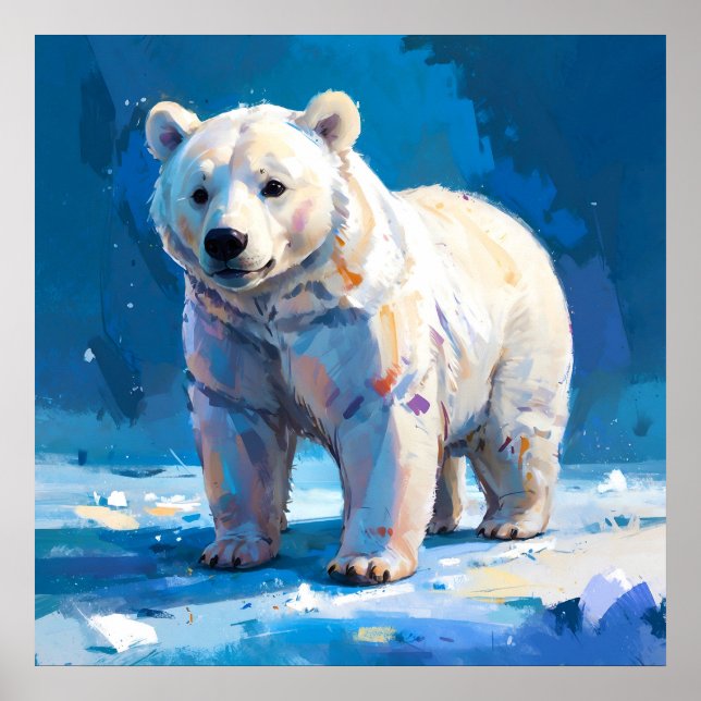 Vattenskärda Vit Polar Bear Kids Poster (Framsidan)
