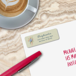 Vattenskärg blå Blommigt Kor Personlig Returadress Etikett