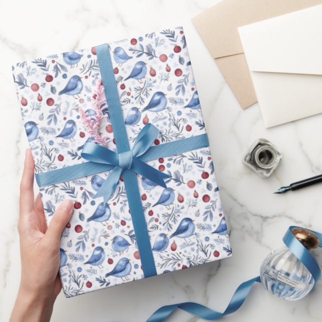 Vattenskärg Blå fåglar jul Mönster Presentpapper (Gifting)