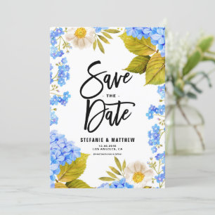 Vattenskärg blå Hydrangea-Blommigt Spara Datumet