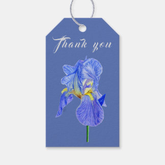 Vattenskärg blå Iris Tack Gift-Märkre Presentetikett