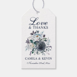 Vattenskärg blå marin Blommigt Bröllop KÄRLEK och  Presentetikett