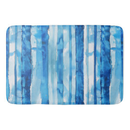 Vattenskärg blå och vit strimlad badrumsmatta