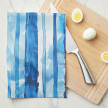 Vattenskärg blå och vit strimlad