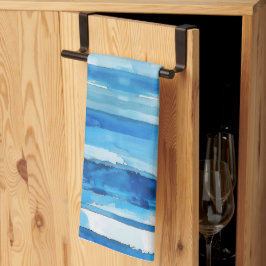 Vattenskärg blå och vit strimlad kökshandduk