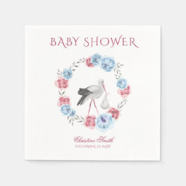 Vattenskärg Blått och  Rosa Blommigt Vinterutandni Pappersservett