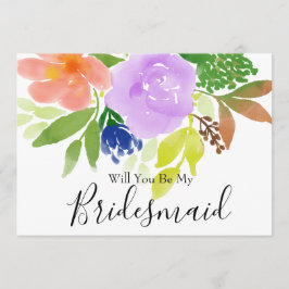 Vattenskärg Blommigt blir du min bridesmaid Inbjudningar