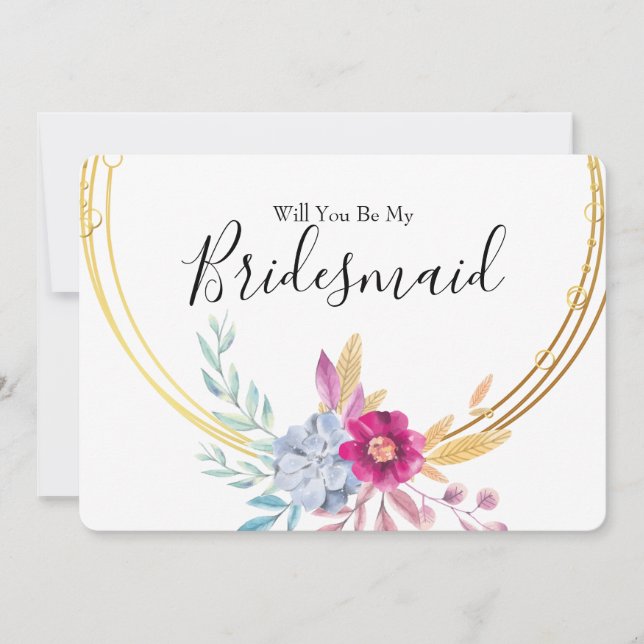 Vattenskärg Blommigt blir du min bridesmaid Inbjudningar (Framsida)