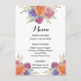 Vattenskärg Blommigt Bright-menykort Meny