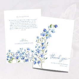 Vattenskärg Blommigt Dusty Blue Bröllop Tack Kort