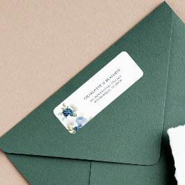 Vattenskärg Blommigt Dusty Blue-Returadress Returadress Etikett