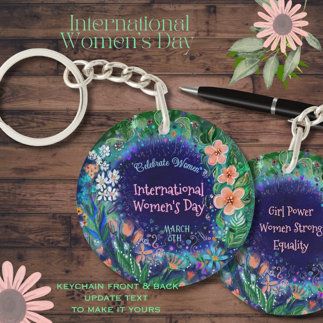 Vattenskärg, Blommigt för kvinnor (Watercolor Floral Women's Day Button)
