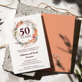 Vattenskärg Blommigt Garland Coral rosa 50:e Bröll Inbjudningar