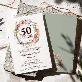 Vattenskärg Blommigt Garland Sage grönt 50:e Bröll Inbjudningar