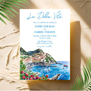 Vattenskärg Blommigt Italienska Amalfi Kusten Bröl Inbjudningar