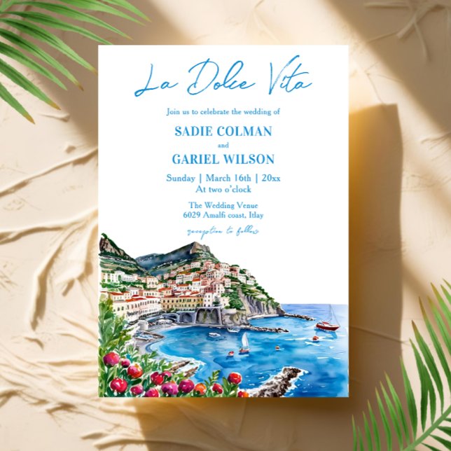 Vattenskärg Blommigt Italienska Amalfi Kusten Bröl Inbjudningar (Skapare uppladdad)