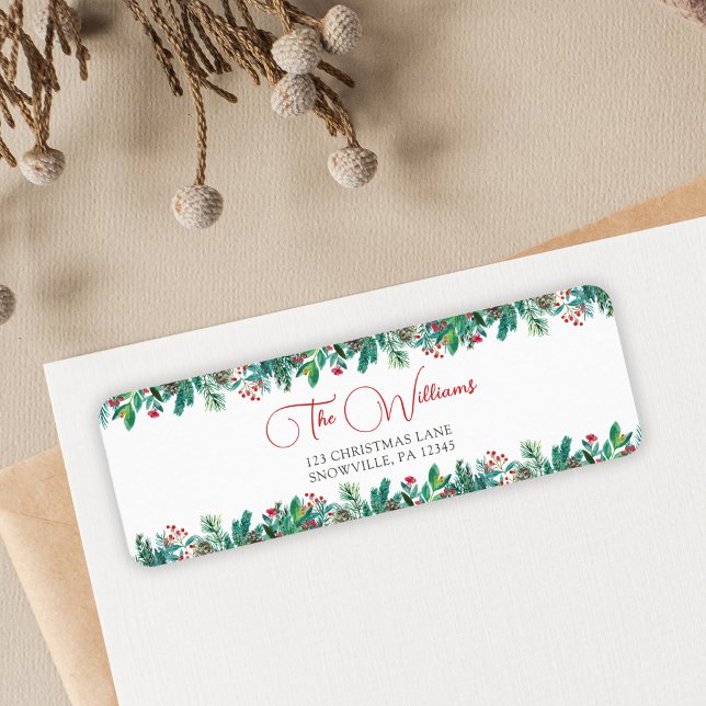 Vattenskärg, Blommigt, jul, Helgdag Returadress Etikett (Skapare uppladdad)