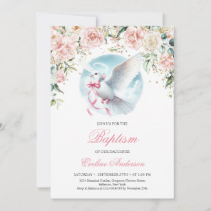 Vattenskärg blommigt Vandningsduva Baptism Inbjudningar