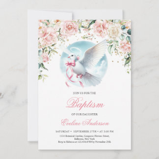 Vattenskärg blommigt Vandningsduva Baptism Inbjudningar