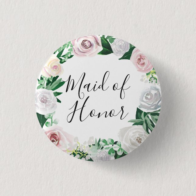 Vattenskärg Blommigt Vit Grönt Maid of honor Knapp (Framsida)