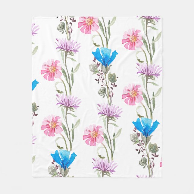 Vattenskärg botaniskt mönster fleecefilt (Framsidan)