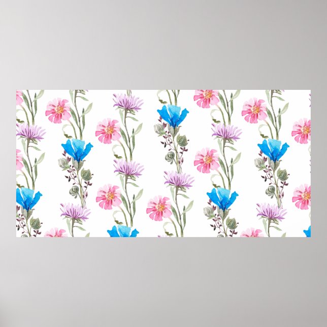 Vattenskärg botaniskt mönster poster (Framsidan)