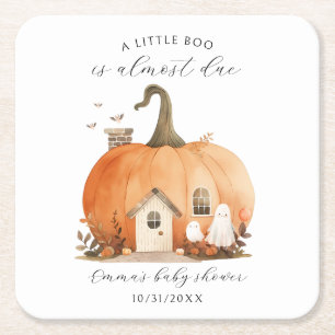 Vattenskärg Cute Halloween Pumpkin Baby Shower Underlägg Papper Kvadrat