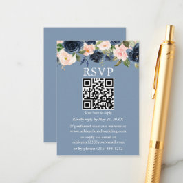 Vattenskärg Dusty Blue Rosa Blommigt QR OSA Tilläggskort