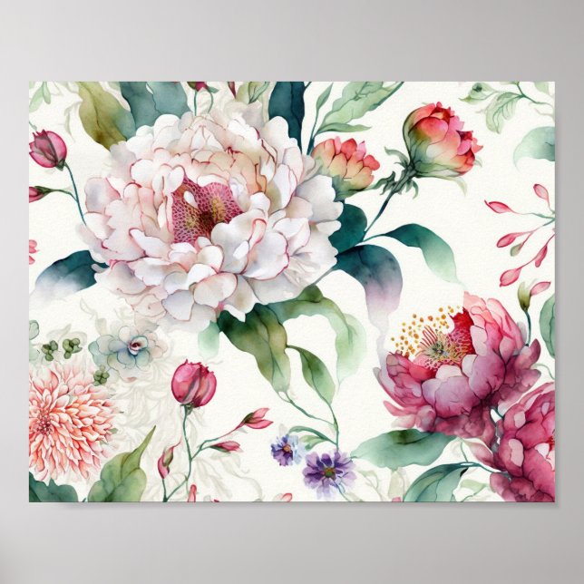 Vattenskärg elegant känslig som blommönster poster (Framsidan)