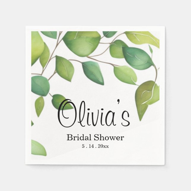 Vattenskärg eucalyptus greenery grönt folie pappersservett (Framsidan)