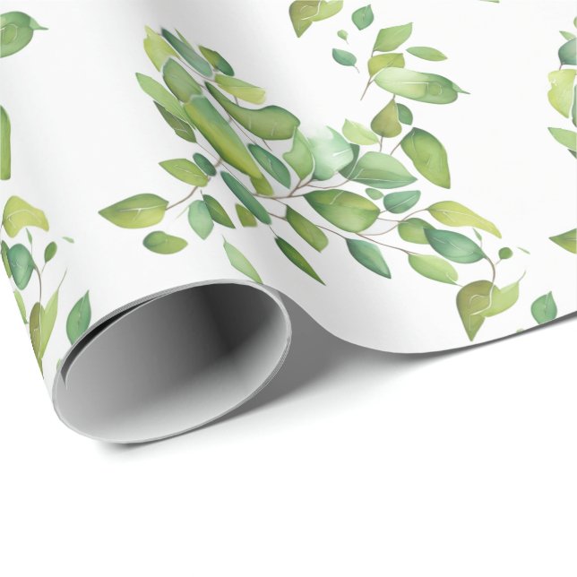 Vattenskärg eucalyptus greenery grönt folie presentpapper (Rullad Hörn)