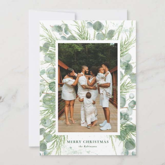 Vattenskärg Eucalyptus och Gräs-julkort Julkort (Framsida)