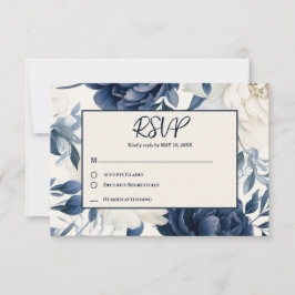 Vattenskärg för Dusty Navy Blue & White blommigt OSA Kort