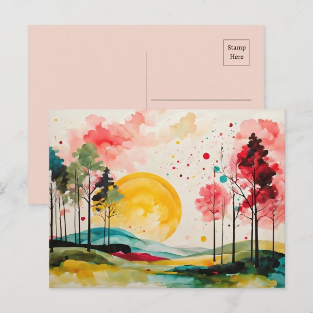 Vattenskärg för serenhösten liggande vykort (Fram/baksida)