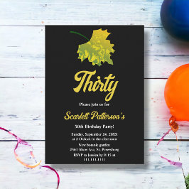 Vattenskärg Grönt Höst löv 30års födelsedag Inbjudningar