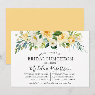 Vattenskärg Gult Vit Blommigt Möhippa Luncheon Inbjudningar