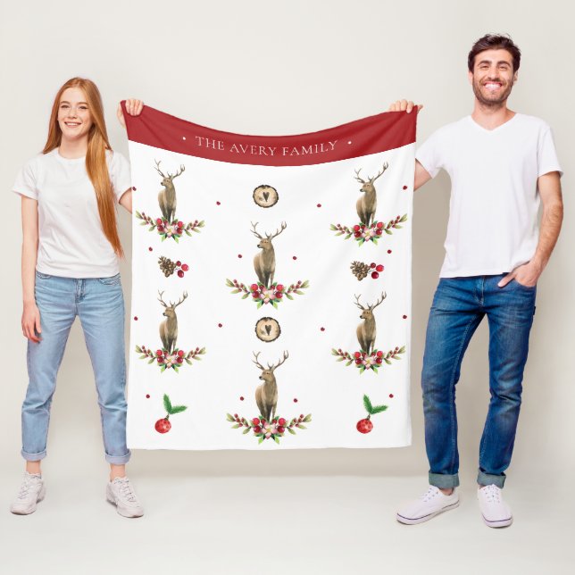 Vattenskärg, Hjort, julfärgskonstruktion Fleecefilt (På plats)