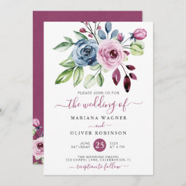Vattenskärg i Vin, Blommigt Bröllop Inbjudningar