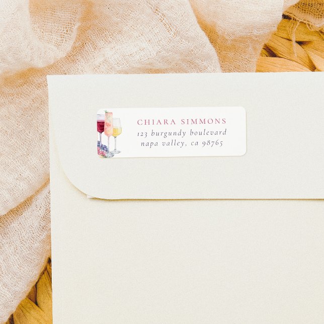 Vattenskärg i Vin Glass Modern Returadress Etikett (Return Address Label Mock-up)
