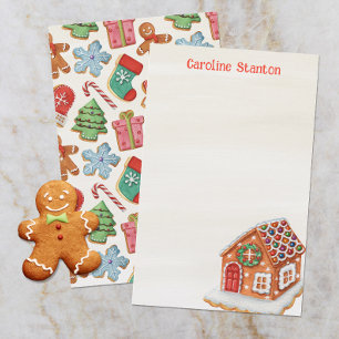 Vattenskärg Jul Gingerbröd House Cookies Brevpapper