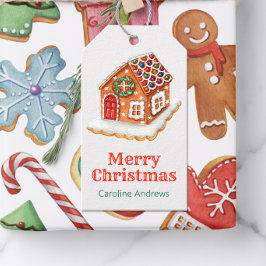 Vattenskärg Jul Gingerbröd House Cookies Presentetikett