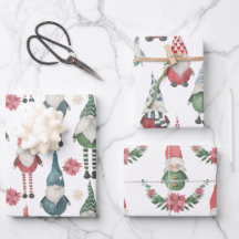 Vattenskärg Jul Gonk Gnome Wrapping Papper