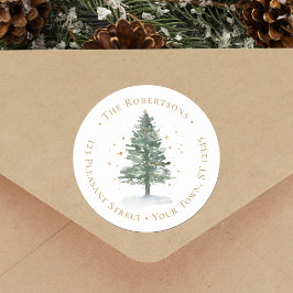 Vattenskärg jul Gräs Träd Returadress Runt Klistermärke