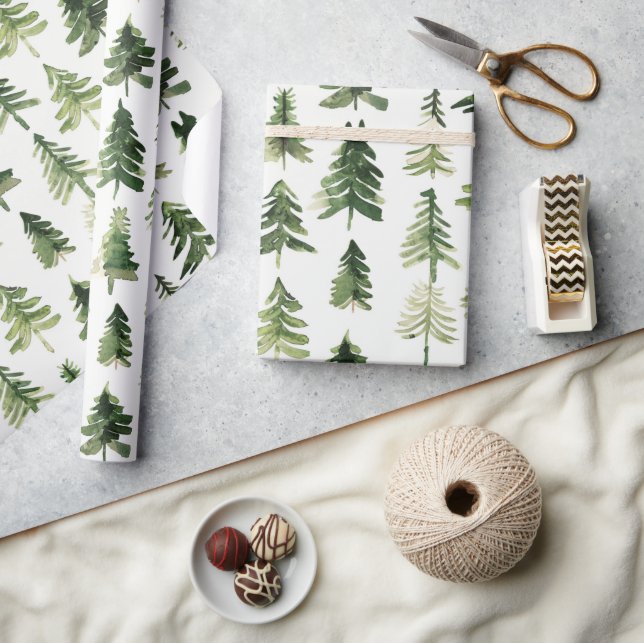 Vattenskärg jul Grönten Gräs Träd Presentpapper (Hantverk)