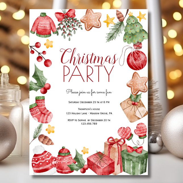 Vattenskärg jul inslag party inbjudningar (Skapare uppladdad)