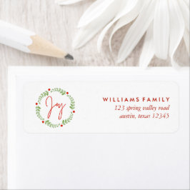 Vattenskärg Jul "Joy" Returadress Etikett