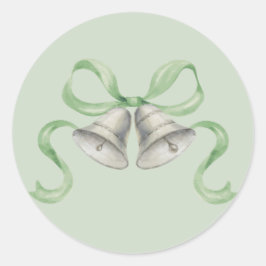 Vattenskärg jul Klockor och Bow-märke - Grönt Runt Klistermärke